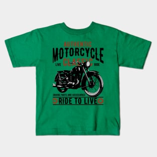 Aurhentic Motorcycle live classic ride Kids T-Shirt